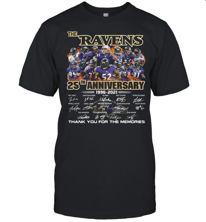 The Ravens 25th Anniversary 1996 2021 Thank You For The Memories Signature shirt