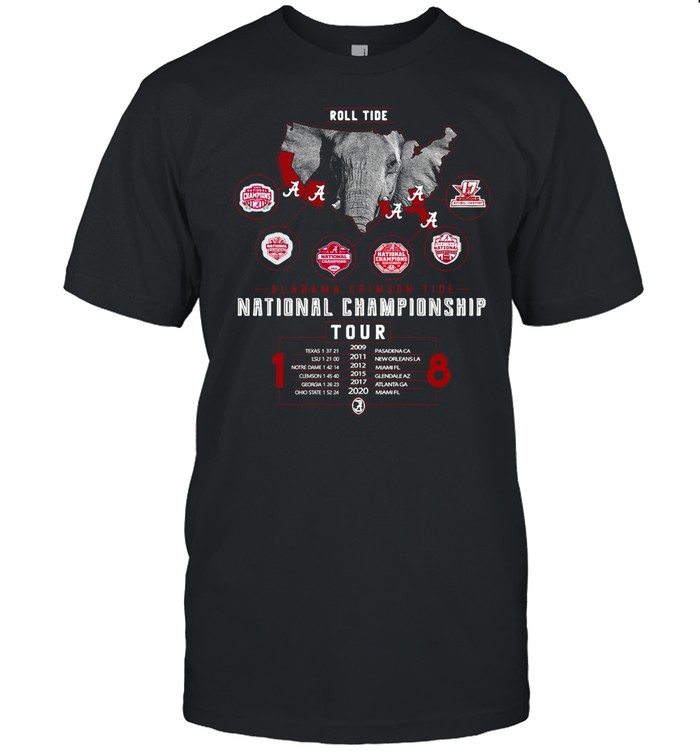 Elephant roll tide Alabama Crimson Tide National Championship tour shirt
