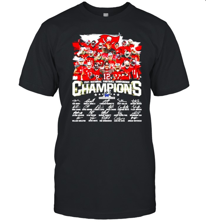 Tampa Bay Buccaneers 2021 national football conference champions signatures shirt