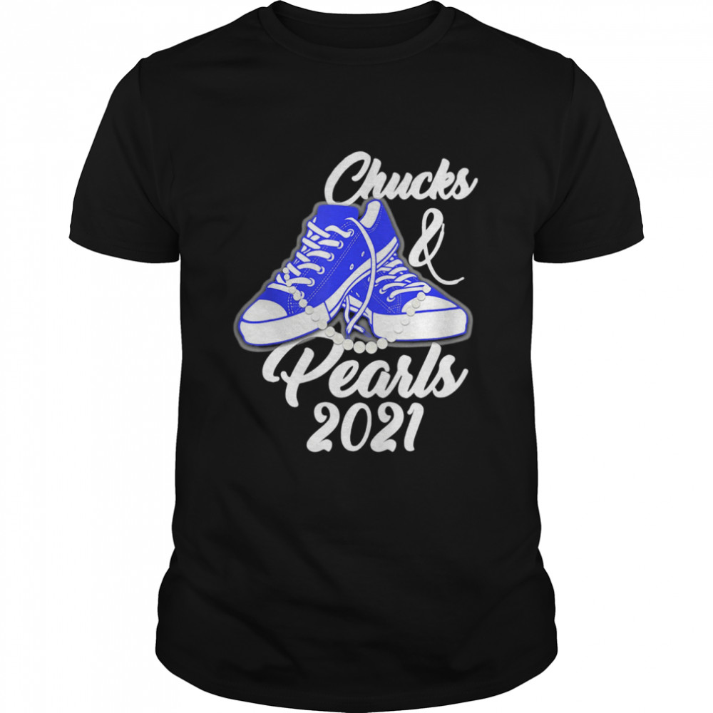 Kamala Harris Vice President Chucks and Pearls blue converse 2021 shirt Classic Men's T-shirt