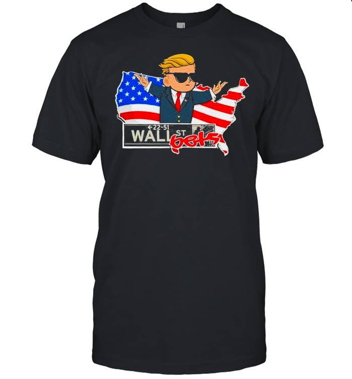 American flag with Trump WallStreetBets in gamestonk 2021 shirt