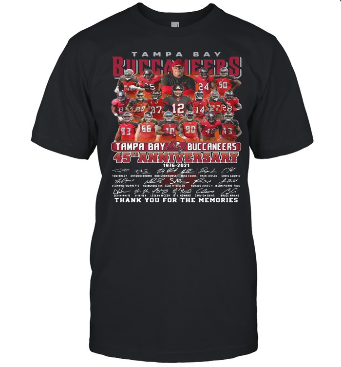 Tampa Bay Buccaneers 45th Anniversary 1976 2021 Thank You For The Memories Signature shirt Classic Men's T-shirt