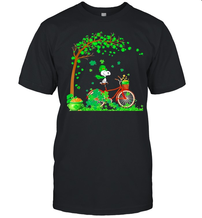 Bicycle Snoopy Patrick Tree Happy Patricks Day 2021 shirt