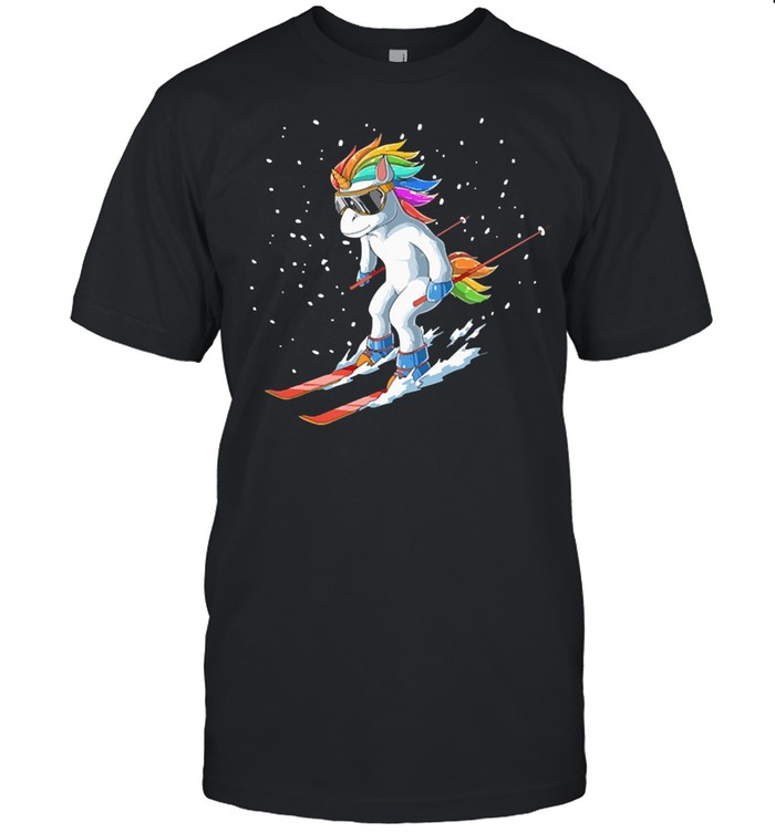 Unicorn usa ski resort 80s retro shirt