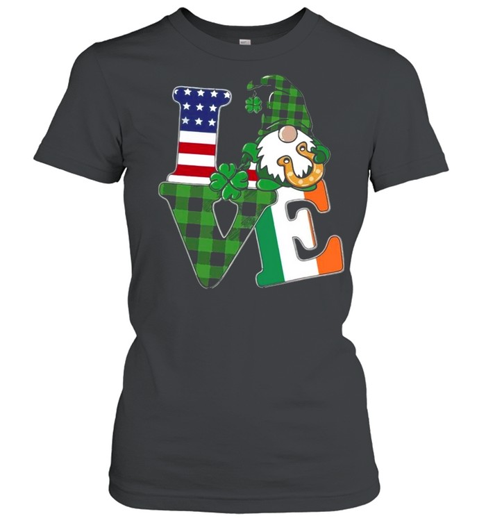American flag Gnome Love St Patricks Day shirt Classic Women's T-shirt