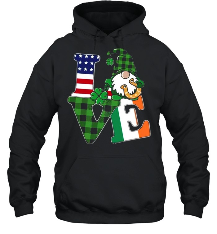 American flag Gnome Love St Patricks Day shirt Unisex Hoodie