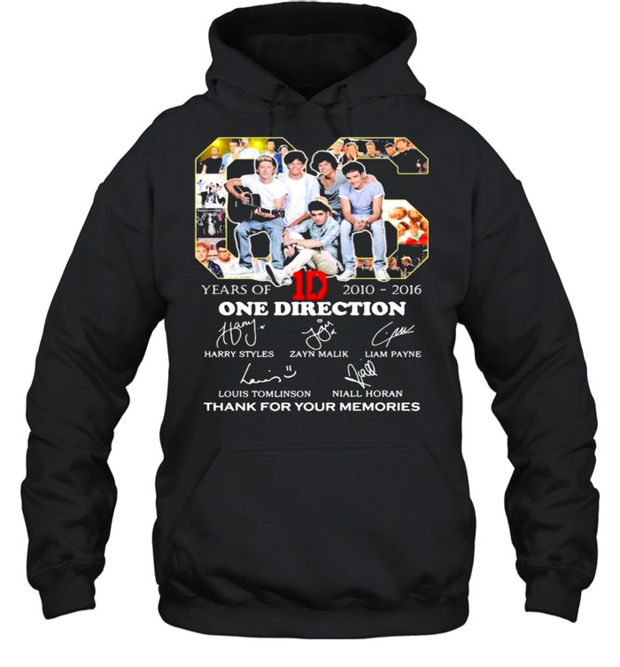 06 Years Of 2010 2016 One Direction Thank You For The Memories shirt Unisex Hoodie