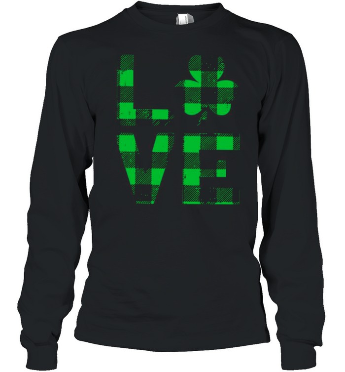 The Love With Happy St Patricks Day 2021 Plaid shirt Long Sleeved T-shirt