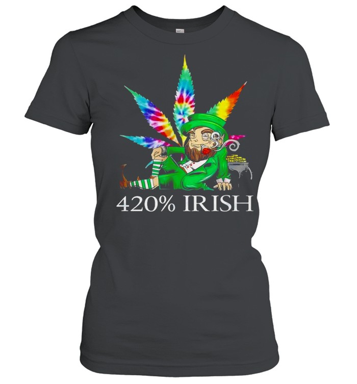 420% Irish Leprechaun Smoking Marijuana Leaf Tie Dye Patrick’s Day Pot Of Gold Coins shirt Classic Women's T-shirt