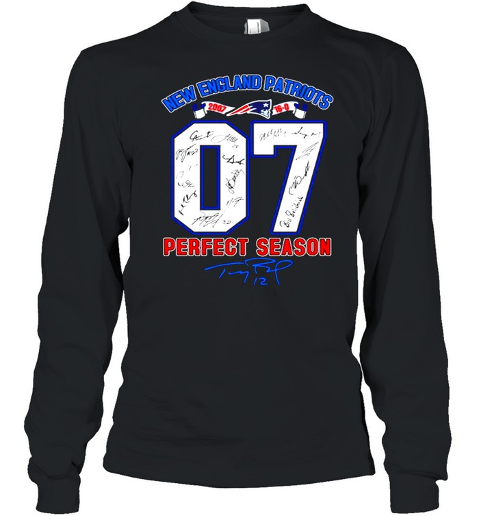 07 New England Patriots perfect season Tom Brady signature shirt Long Sleeved T-shirt