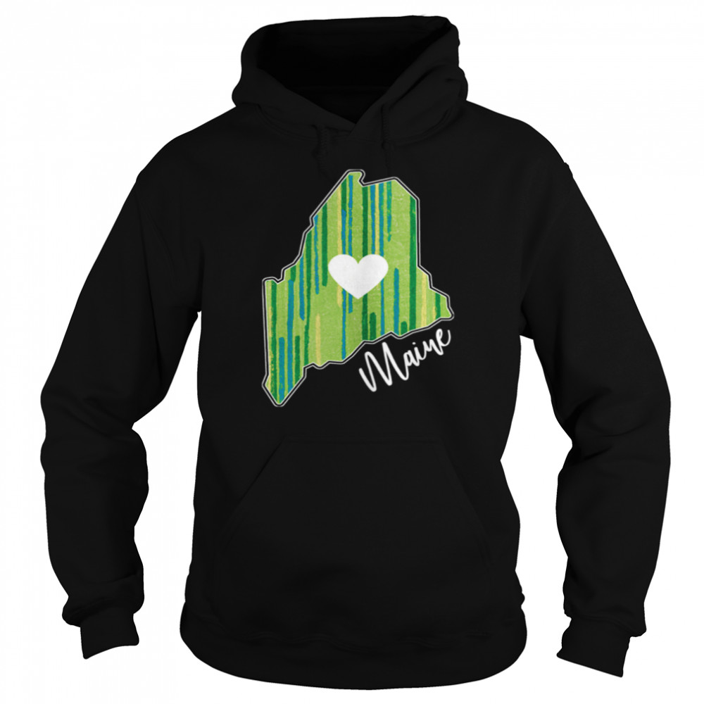 Love Maine State in Stripes shirt Unisex Hoodie