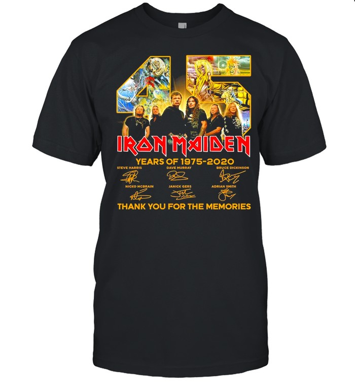 45 Iron Maiden Years Of 1975 2020 Signatures Thank You For The Memories  Classic Men's T-shirt