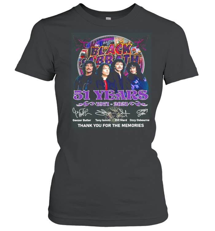 The Black Sabbath 51 Years 1971 2021 Signatures Thank You For The Memories shirt Classic Women's T-shirt