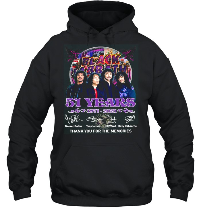 The Black Sabbath 51 Years 1971 2021 Signatures Thank You For The Memories shirt Unisex Hoodie