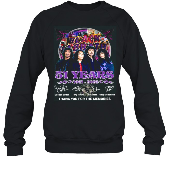 The Black Sabbath 51 Years 1971 2021 Signatures Thank You For The Memories shirt Unisex Sweatshirt