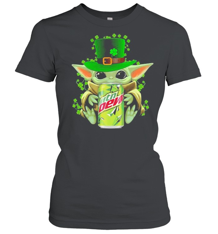 Baby Yoda Hug Mtn Dew Irish Patricks Day Classic Women's T-shirt