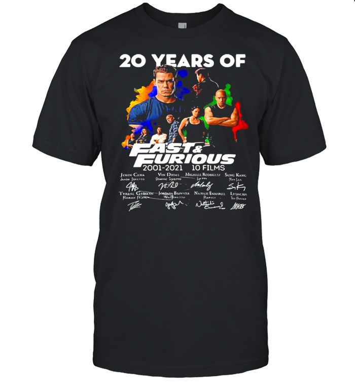 20 Years Of Fast And Furious 2001 2021 10 Films Signatures Shirt