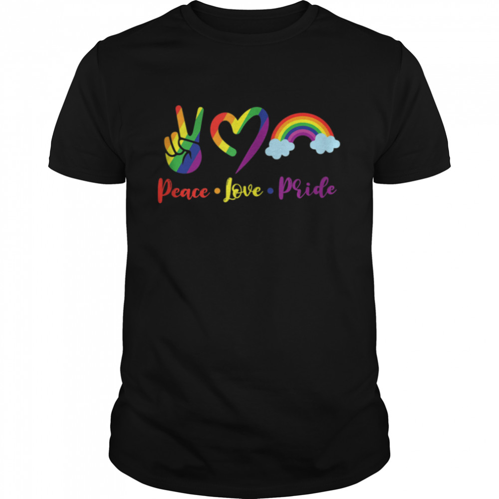 LGBT Rainbow Gay Peace Love Pride shirt Classic Men's T-shirt