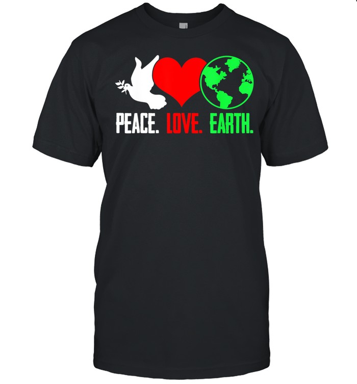 Peace Love Earth Dove Heart Save Environment Vegan Earth Day shirt