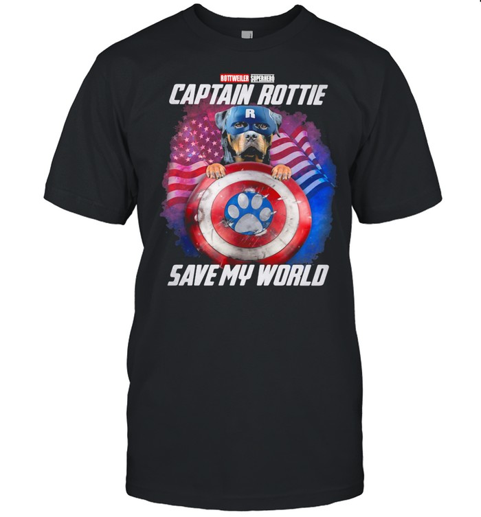 Captain Rottie Super Hero Save My World American Flag  Classic Men's T-shirt