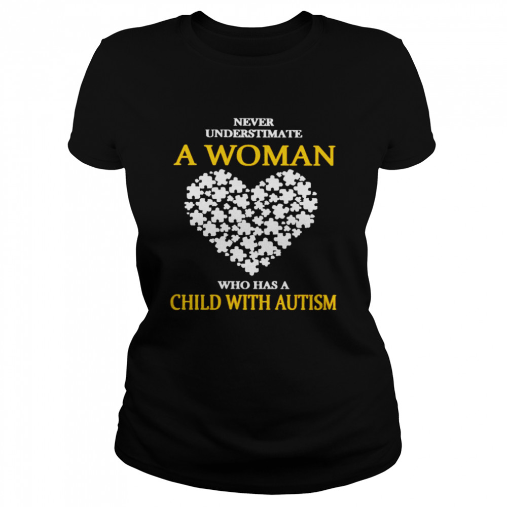 Never Underestimate A Woman Who Has A Child With Autism  Classic Women's T-shirt