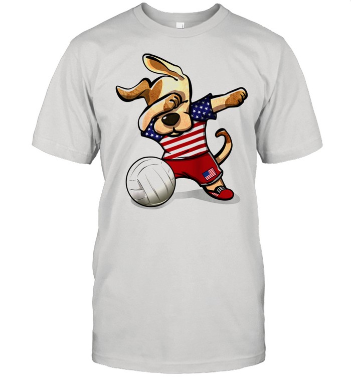 Dabbing Dog Proud United States Volleyballs US Flag  Classic Men's T-shirt