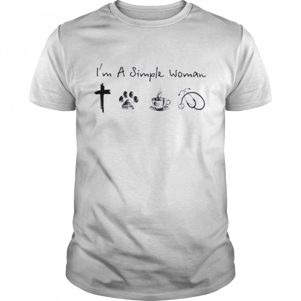 Im a simple woman i like jesus dogs coffee and stethoscope nurse shirt Classic Men's T-shirt