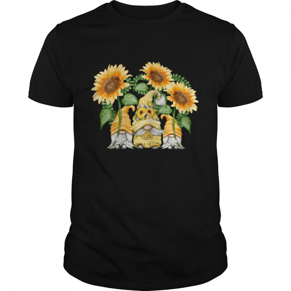 Floral Sunflower Gnome For Hippies & Spring Gardener Gnomie  Classic Men's T-shirt