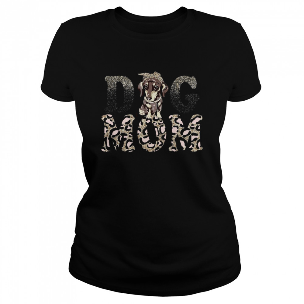 Dachshund Leopard Dog Mom shirt Classic Women's T-shirt