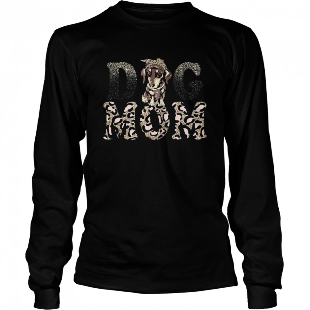 Dachshund Leopard Dog Mom shirt Long Sleeved T-shirt