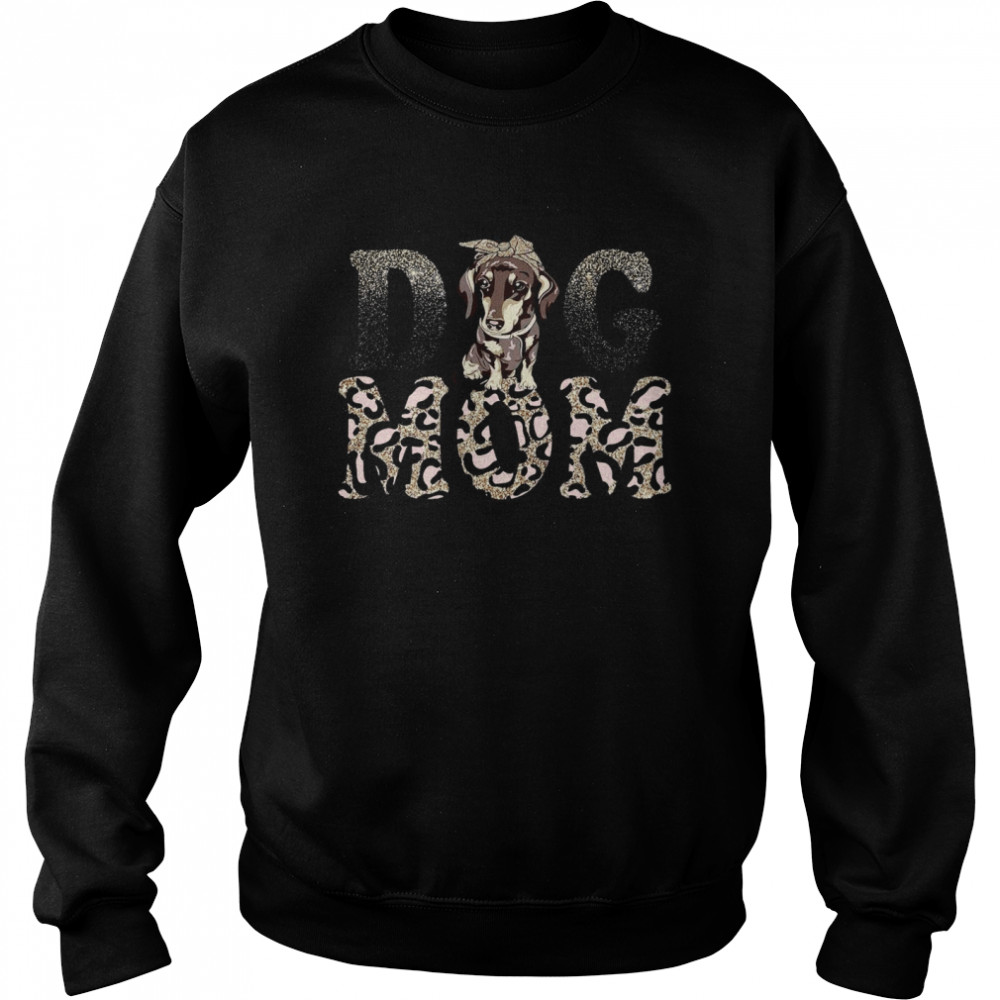 Dachshund Leopard Dog Mom shirt Unisex Sweatshirt