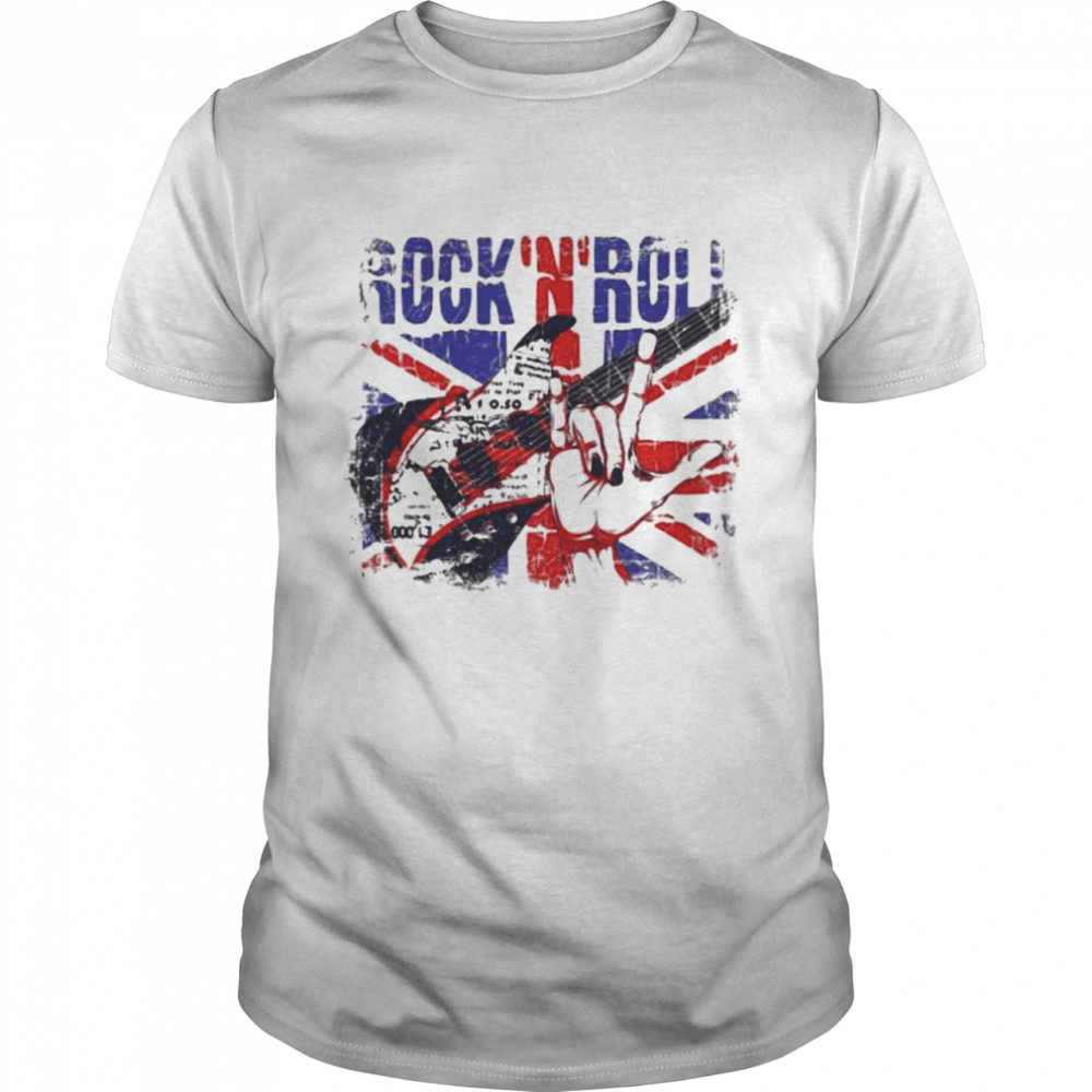 Rock N Roll Guitar Flag  Classic Men's T-shirt