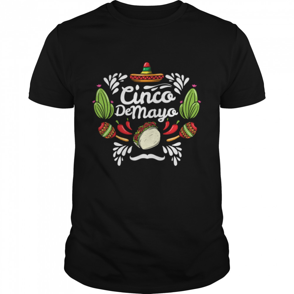Cinco de Mayo Sombrero Taco Chilli Cactus  Classic Men's T-shirt