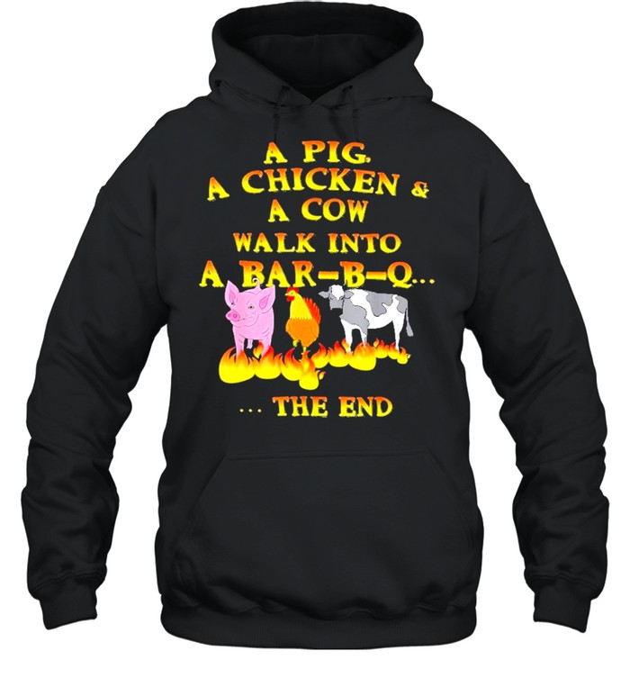 A pig a chicken a cow walk shirt Unisex Hoodie