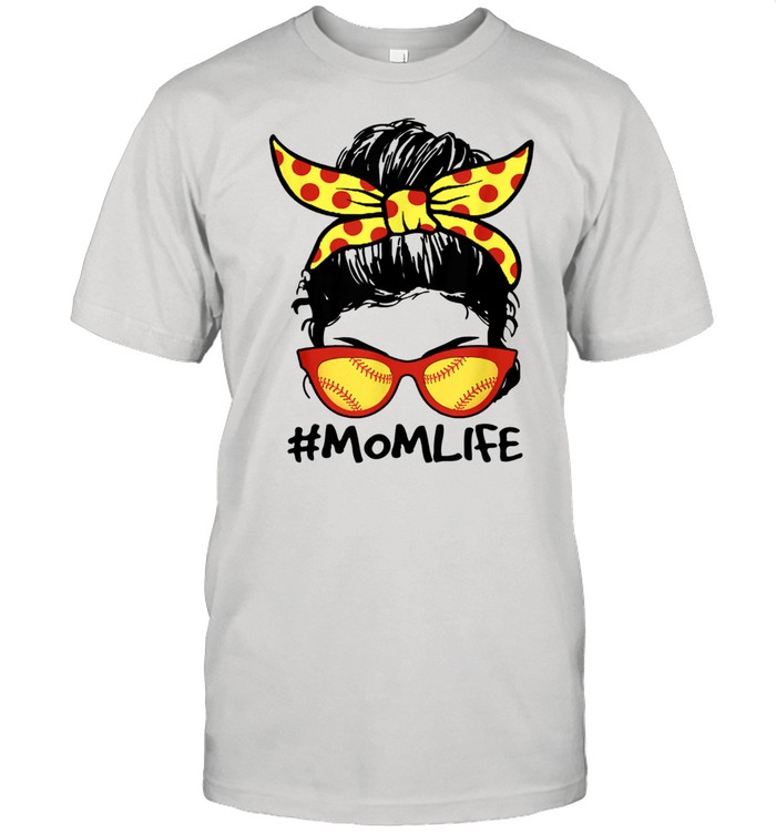 Mom Life Softball Baseball Mom Mother's Day Messy Bun shirt Classic Men's T-shirt