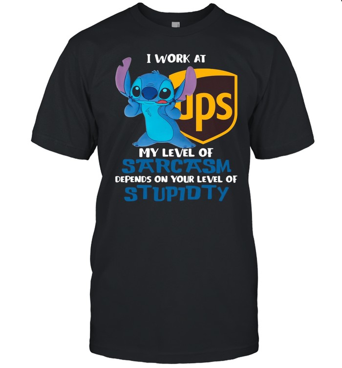 Stitch UPS I work at my level of sarcasm depends on your level of stupidity shirt Classic Men's T-shirt