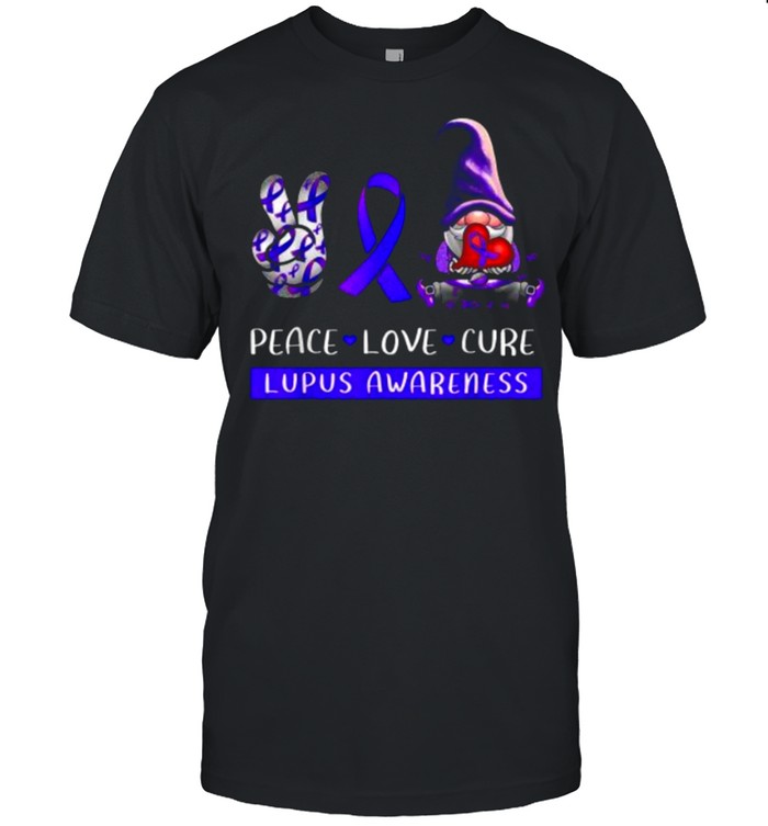Lupus Awareness Peace Love Cure Purple Ribbon Gnome  Classic Men's T-shirt
