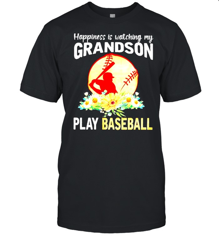 Happiness is watching my grandson play baseball flower shirt Classic Men's T-shirt