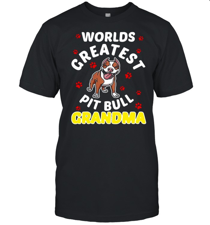 Worlds Greatest Pitbull Grandma Love My Dog Paw T-shirt