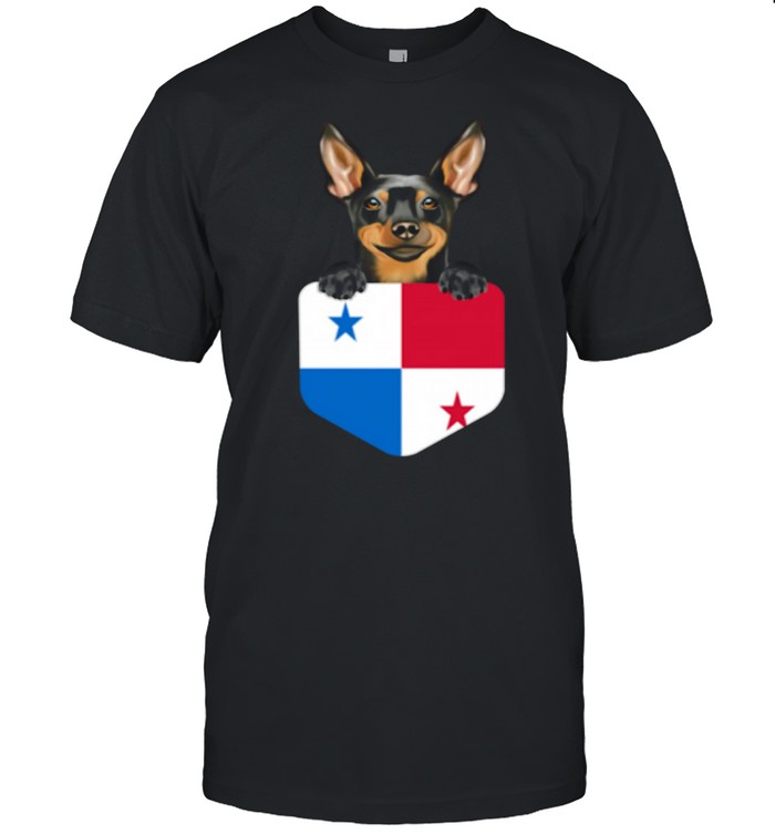 Panama Flag Miniature Pinscher Dog In Pocket shirt