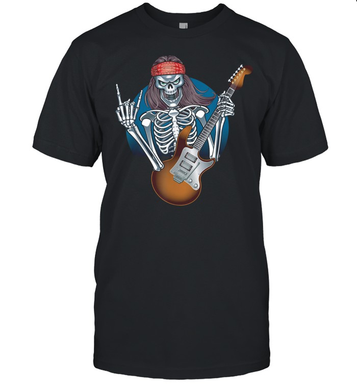 Rock Guitar skeleton Rock N’ Roll Hand Horns Music shirt Classic Men's T-shirt