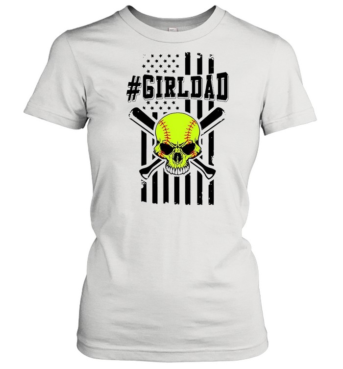 Skull softball girldad American flag shirt Classic Women's T-shirt
