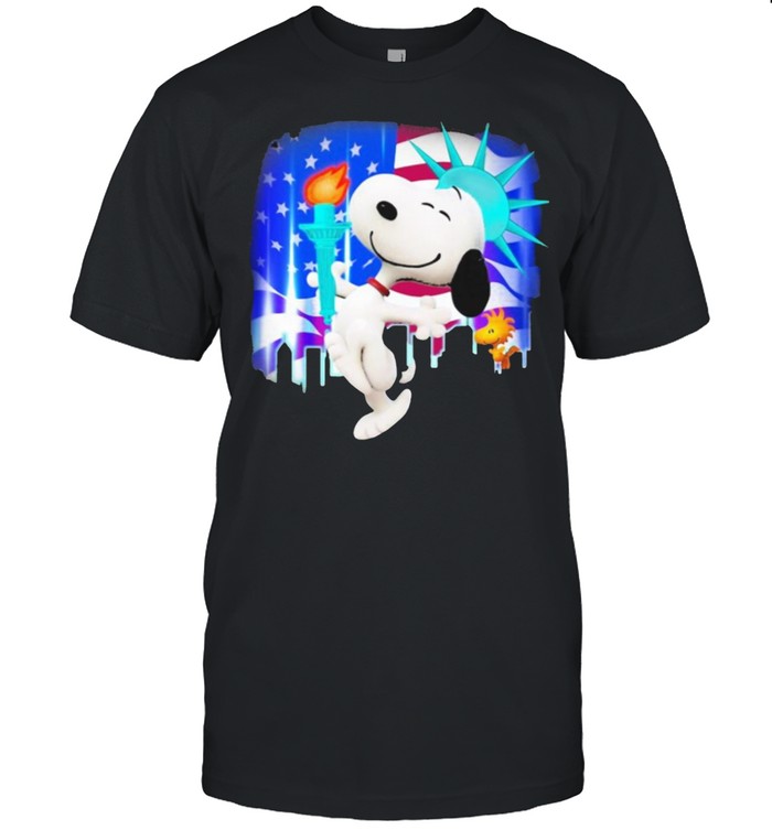 snoopy and woodstock american flag shirt