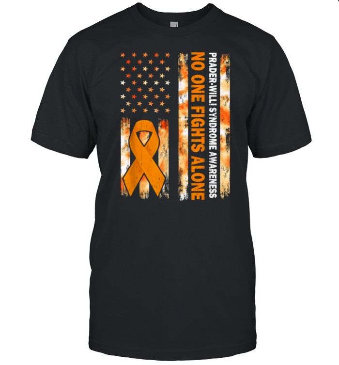 Willi Syndrome Awareness Willi Prader Syndrome Relate American Flag Shirt