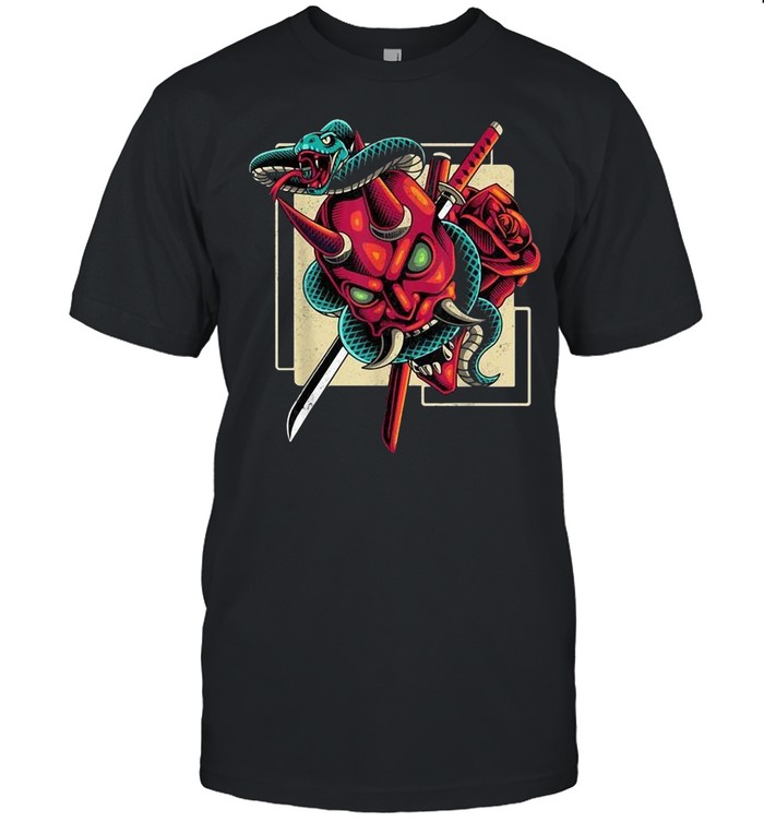 Japan Anime Mask Kitsune Style Samurai Oni Monster Shirt