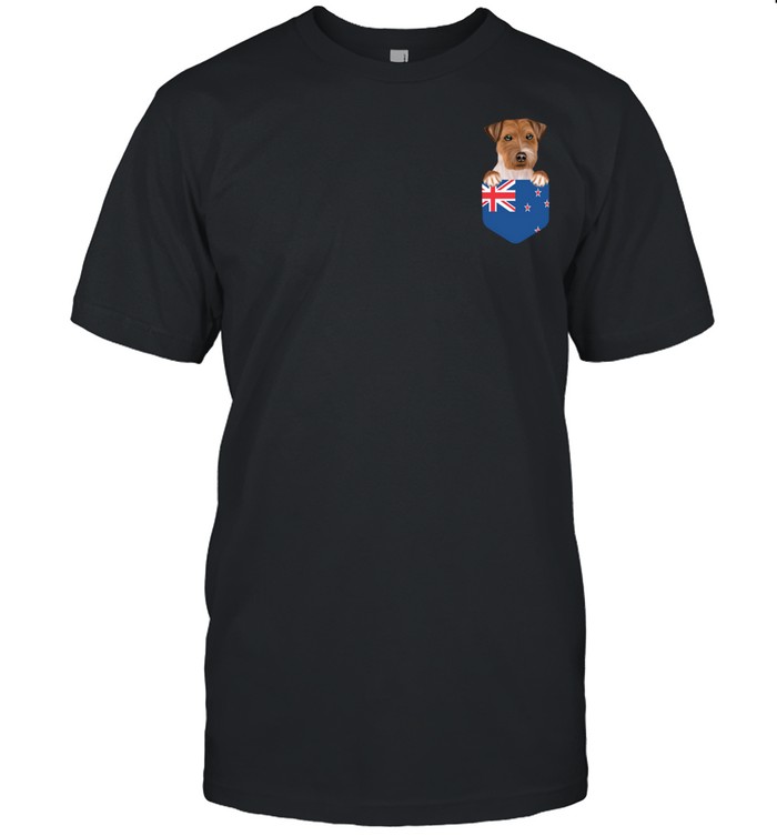 New Zealand Flag Russell Terrier Dog In Pocket shirt Classic Men's T-shirt