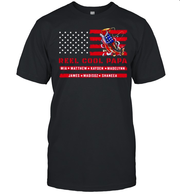 Reel Cool Papa Mia Mathew kayden Fishing American Flag  Classic Men's T-shirt