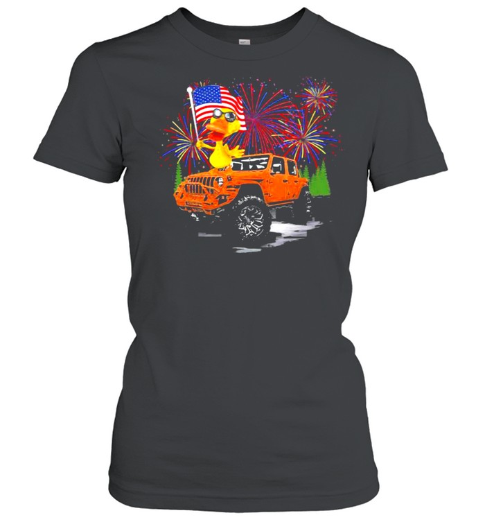 Duck And Jeep Firework Happy 4th Of July  Classic Women's T-shirt