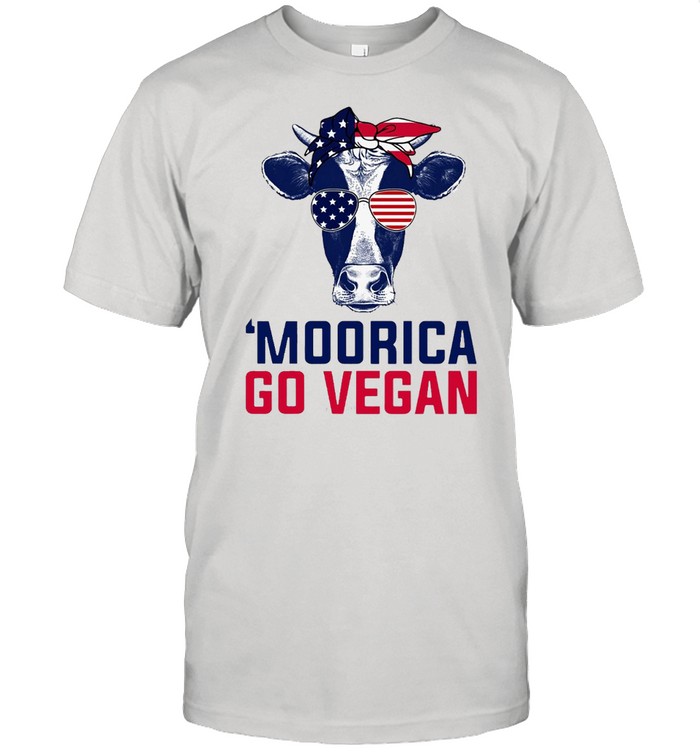 Cow American Flag Moorica Go Vegan T-shirt