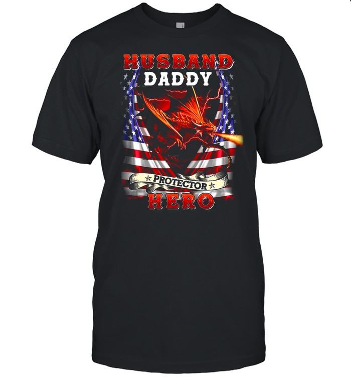 Dragon American Flag Husband Daddy Protector Hero T-shirt Classic Men's T-shirt